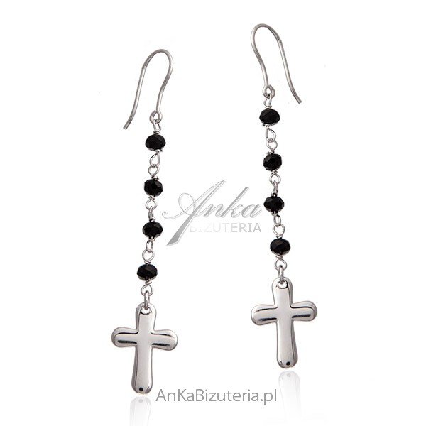 ankabizuteria.pl Kolczyki srebrne krzyżyki z onyksami