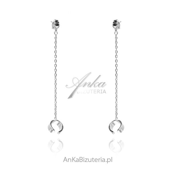 ankabizuteria.pl Kolczyki srebrne TRENDY z łańcuszkiem i nausznica gł