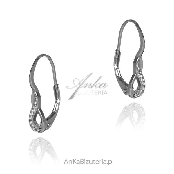 ankabizuteria.pl Kolczyki srebrne NIESKOŃCZONOŚĆ z cyrkoniami na angi