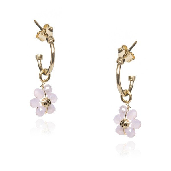 ankabizuteria.pl Kolczyki srebrne pozłacane z różowymi kwiatkami