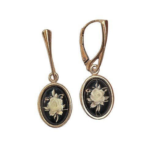 ankabizuteria.pl Kolczyki srebrne pozłacane z bursztyneu rzeźbiona KA