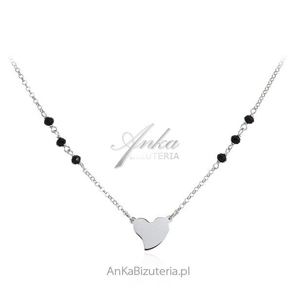 ankabizuteria.pl Srebrny naszyjnik z czarnymi onyksami i sercem