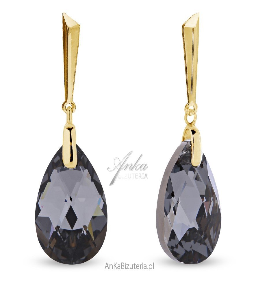 ankabizuteria.pl Kolczyki srebrne pozłacane Swarovski LACRIMA w kolor