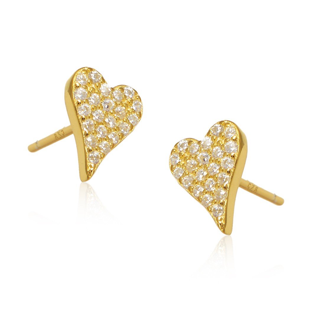 ankabizuteria.pl Kolczyki srebrne pozłacane SERCA z mikrocyrkoniamii