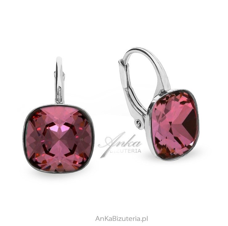 ankabizuteria.pl Srebrne kolczyki Swarovski w kolorze Antique Pink.