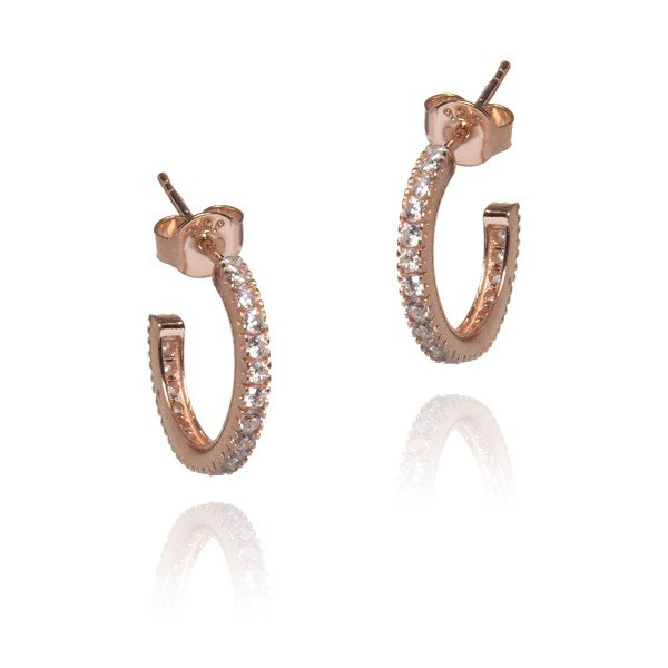 ankabizuteria.pl Kolczyki srebrne pozłacane różowym złotem z białymi