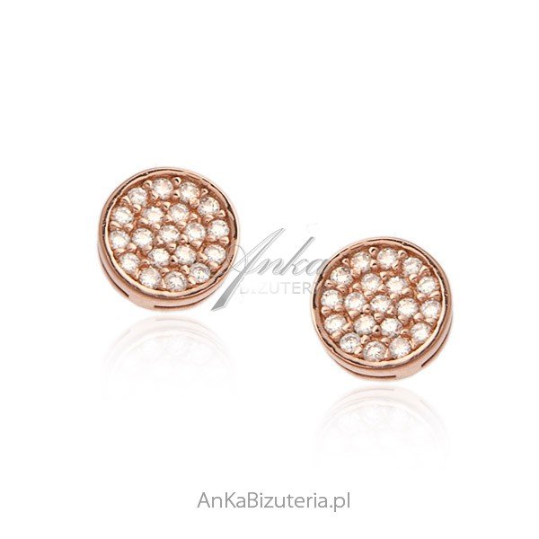 ankabizuteria.pl Kolczyki srebrne pozłacane różowym złotem z białymi