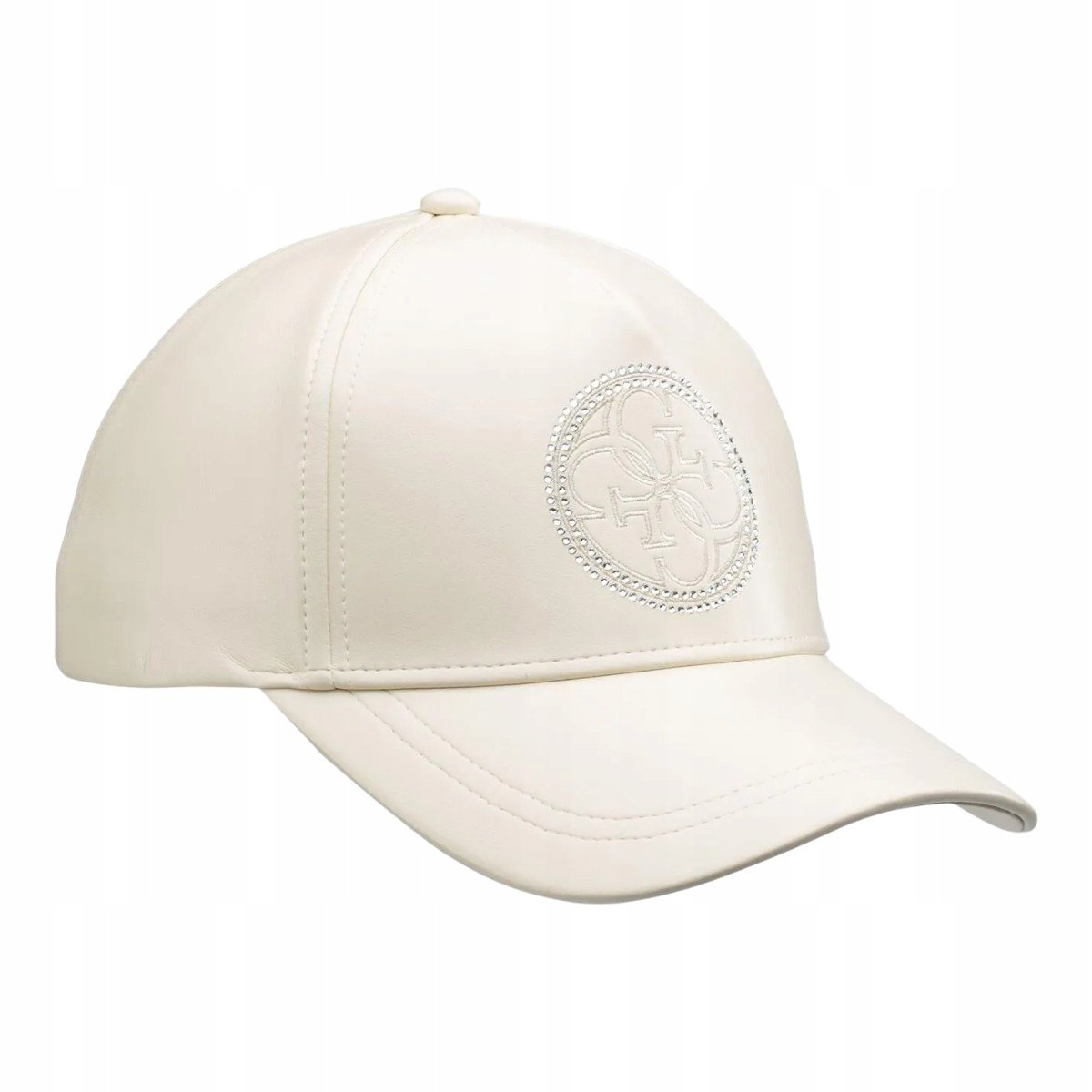 Guess czapka z daszkiem edith pu cap kremowa