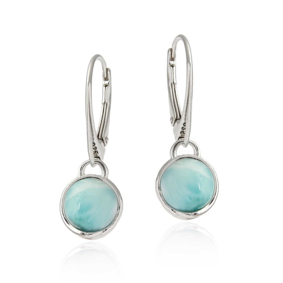 ankabizuteria.pl Kolczyki srebrne z larimarem subtelne okrągłe na ang