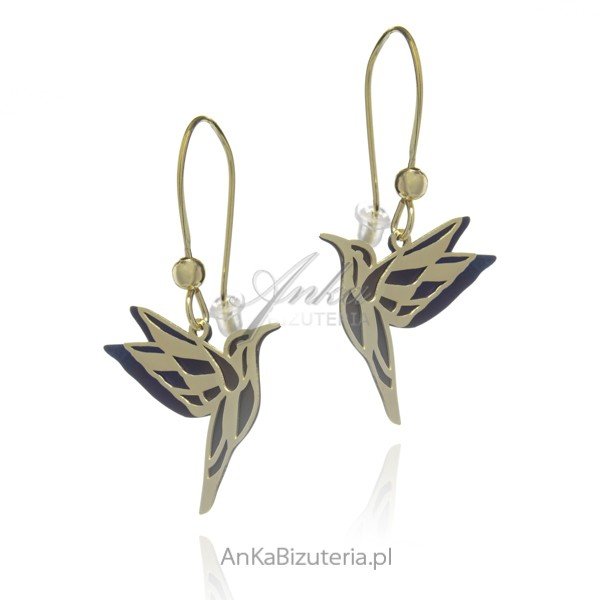 ankabizuteria.pl Kolczyki srebrne pozłacane KOLIBERKI z kolorowym t