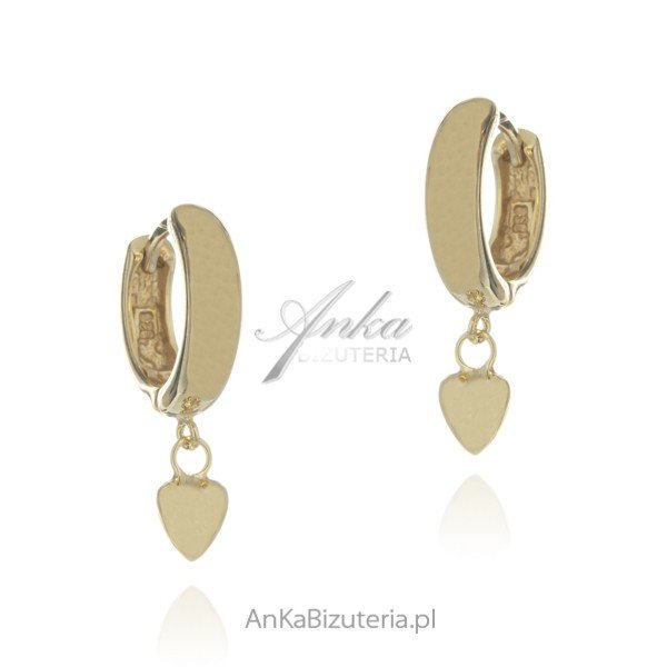ankabizuteria.pl Kolczyki srebrne pozłacane kółka z serduszkiem