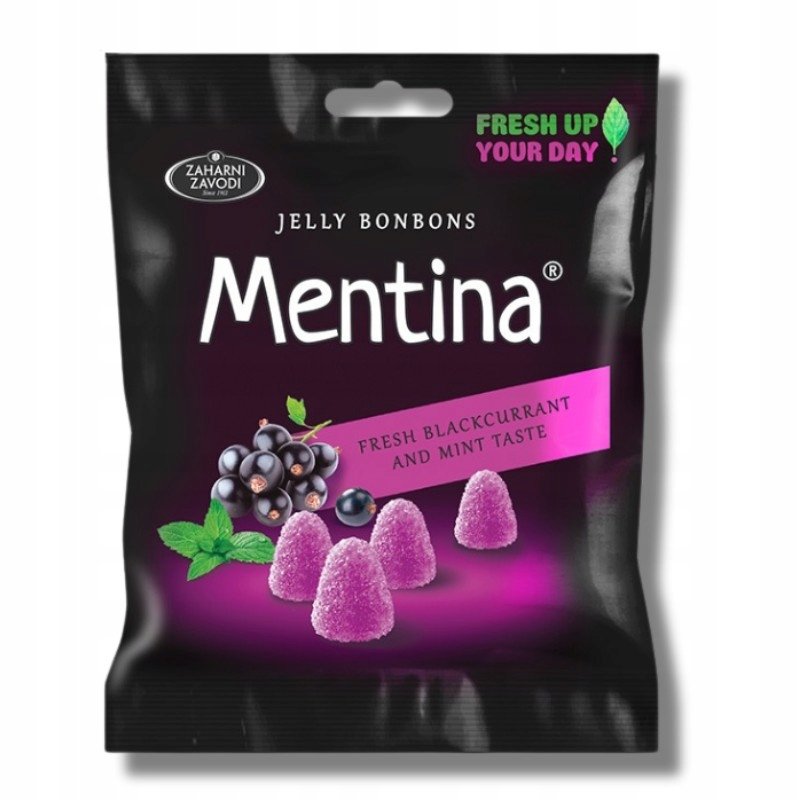 Mentina - Jelly Bonbons Bułgarskie żelki miętowe o smaku czarnej porzeczki