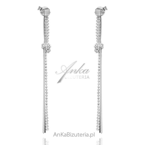ankabizuteria.pl Kolczyki długie srebrne wiszące diamentowane