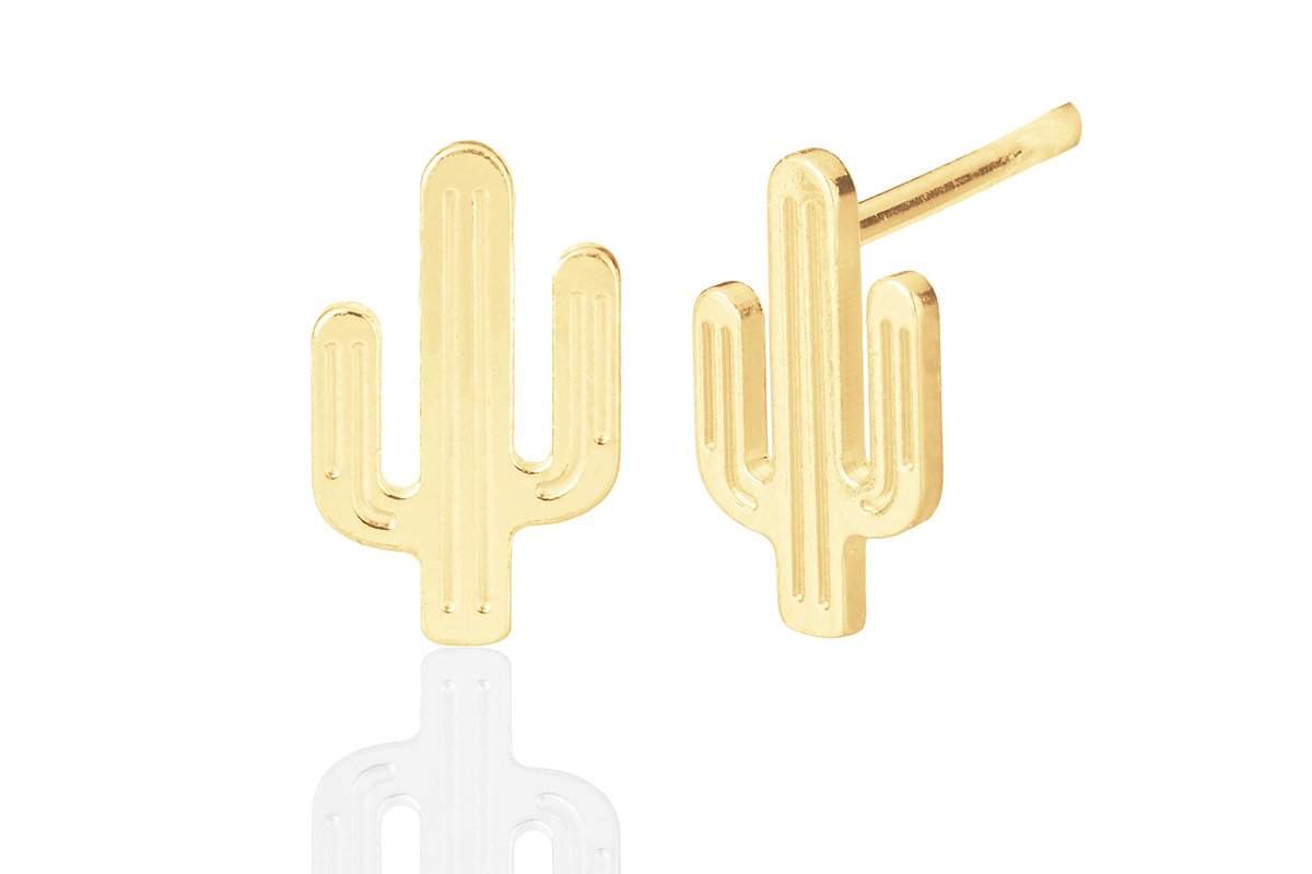 ankabizuteria.pl Kolczyki srebrne pozłacane kaktusy