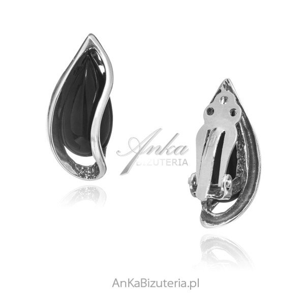 ankabizuteria.pl Klipsy srebrne z czarnym onyksem KLARA