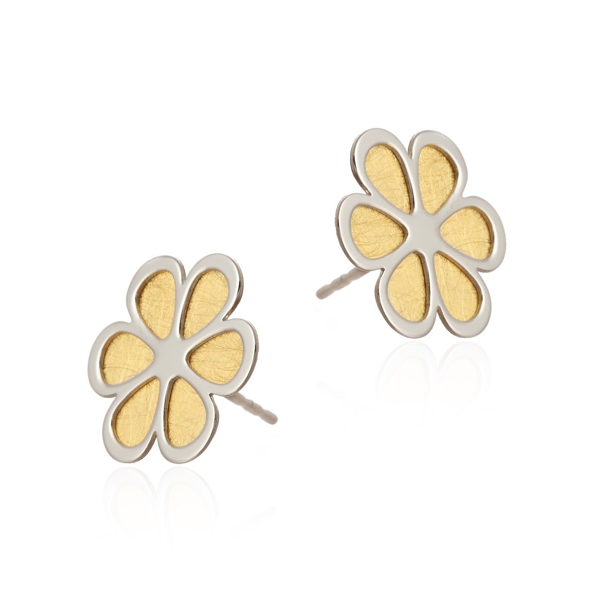 ankabizuteria.pl Kolczyki srebrne pozłacane i satynowane KWIATKI