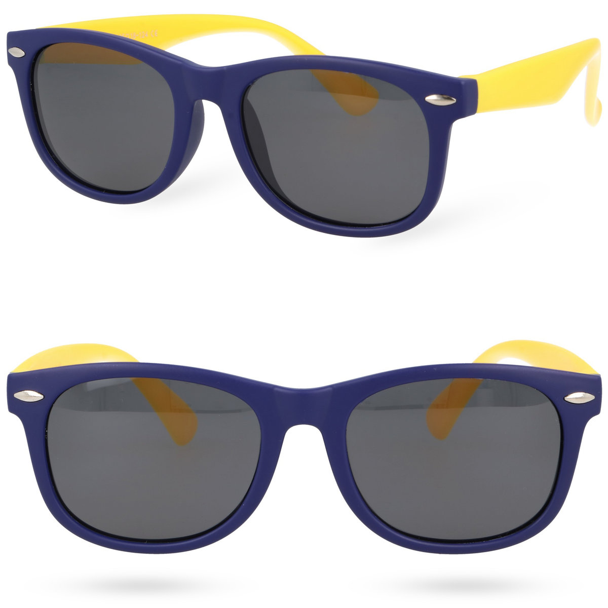 NIEŁAMLIWE Okulary przeciwsłoneczne dla dzieci dziecięce ALEX NAVY-YELLOW