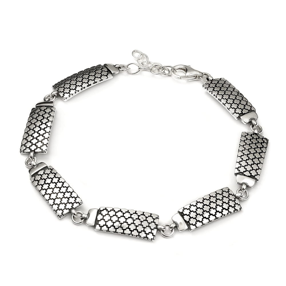 Srebrna bransoletka geometryczny wzór krzyż pr925