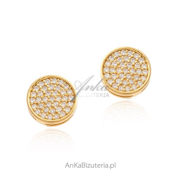 ankabizuteria.pl Srebrne kolczyki pozłacane z białymi cyrkoniami