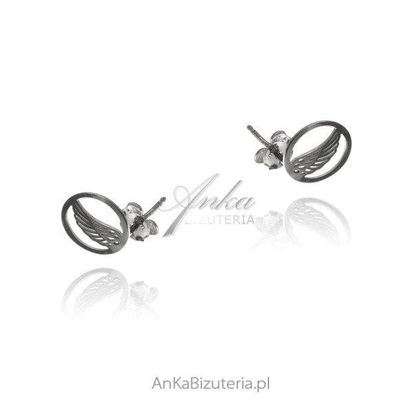 ankabizuteria.pl Kolczyki srebrne skrzydełka w kółeczku
