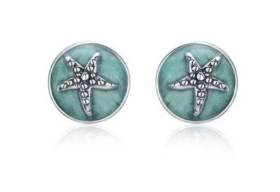 ankabizuteria.pl Kolczyki srebrne turkusowa emalia ROZGWIAZDA