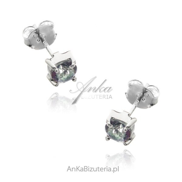 ankabizuteria.pl Kolczyki srebrne z naturalnym mystic topaz - sztyft