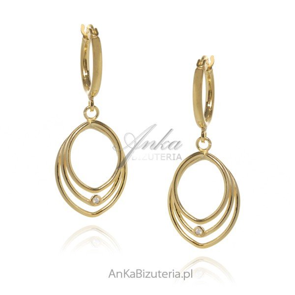 ankabizuteria.pl Kolczyki srebrne pozłacane 3D z cyrkonią