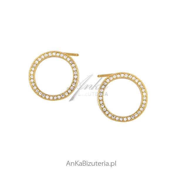 ankabizuteria.pl Kolczyki srebrne pozłacane z cyrkoniami - oponki