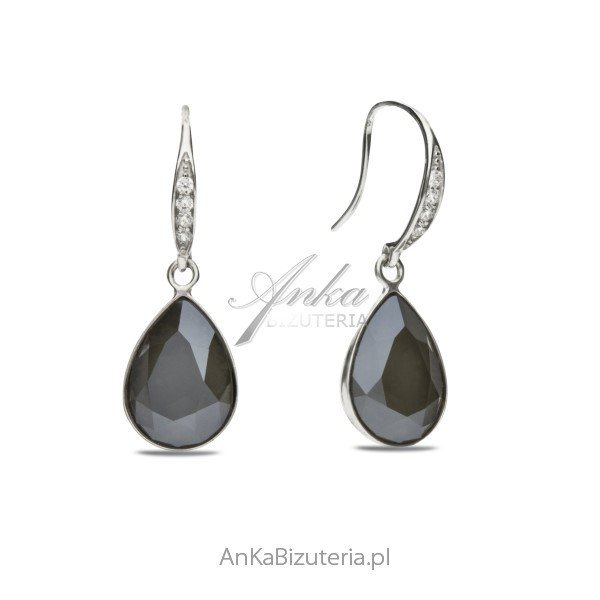 ankabizuteria.pl Kolczyki srebrne z kryształami Swarovski Classy Pear