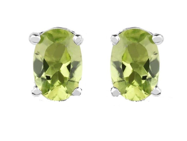 ankabizuteria.pl Kolczyki srebrne z oliwinem na sztyft - owalne