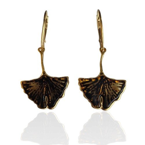 ankabizuteria.pl Kolczyki srebrne pozłacane LIŚCIE MIŁORZĘBU z bursz