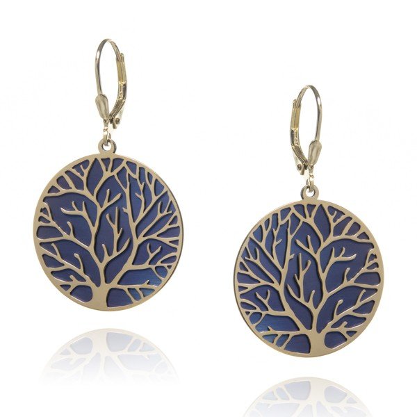 ankabizuteria.pl Kolczyki srebrne pozłacane z tytanem DRZEWO ŻYCIA