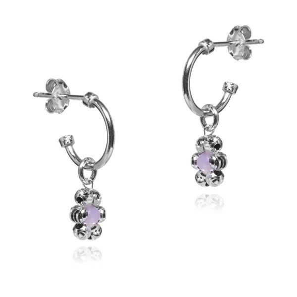 ankabizuteria.pl Kolczyki srebrne KWIATKI diamentowane z różową cyrko