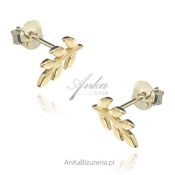 ankabizuteria.pl Delikatne kolczyki srebrne pozłacane paprotki na szt
