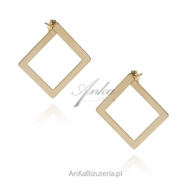 ankabizuteria.pl Srebrne kolczyk pozłacane DUŻE KWADRATY - można nos
