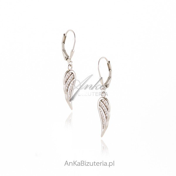 ankabizuteria.pl Kolczyki srebrne z cyrkoniami SKRZYDEŁKA