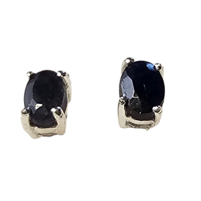 ankabizuteria.pl Kolczyki srebrne z naturalnym szafirem - owalne