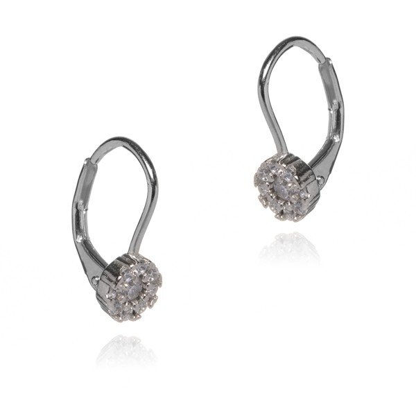 ankabizuteria.pl Kolczyki srebrne dziecięce KWIATEK z białymi cyrkon