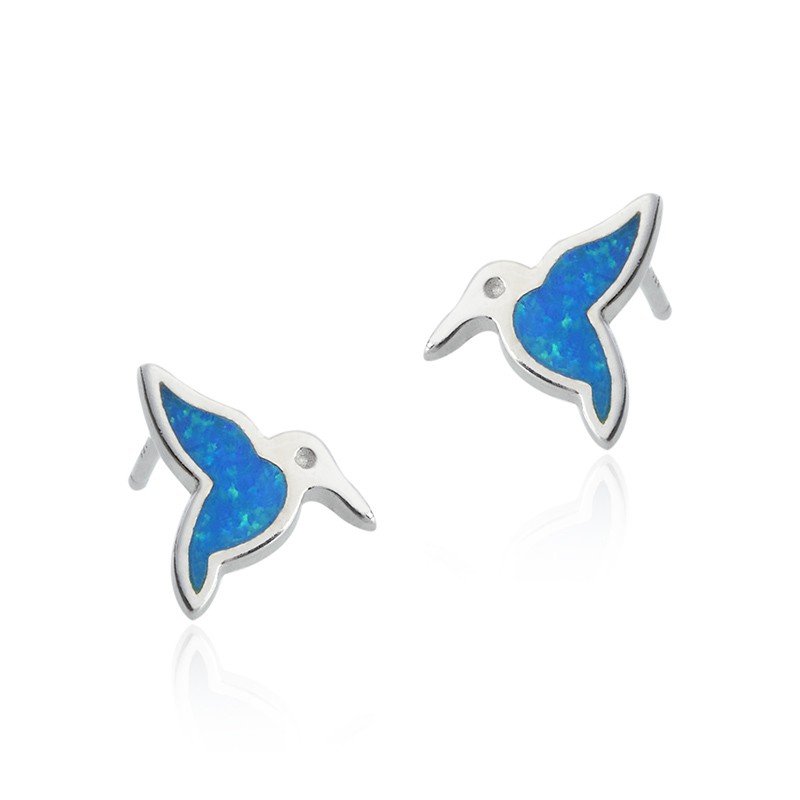 ankabizuteria.pl Kolczyki srebrne z niebieskim opalem na sztyft KOLI