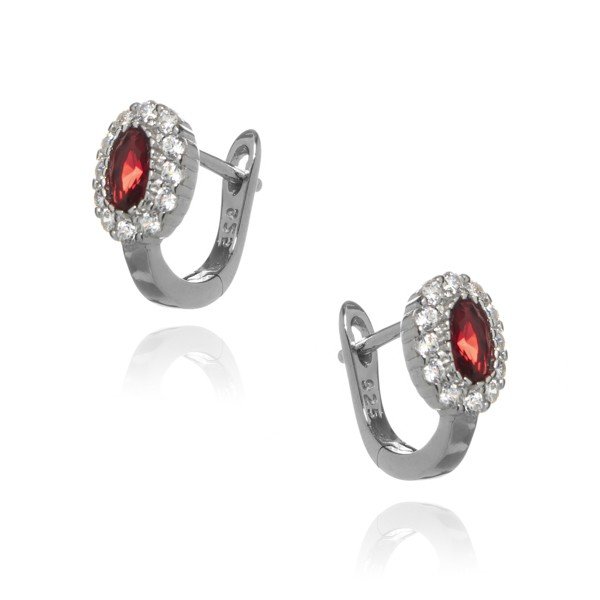 ankabizuteria.pl Kolczyki srebrne z białą i czerwoną cyrkonią