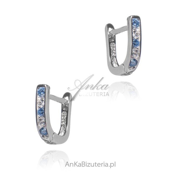 ankabizuteria.pl Kolczyki srebrne dla dziewczynek rodowane z białymi