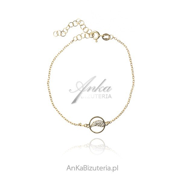 ankabizuteria.pl Bransoletka srebrna pozłacana ze skrzydełkiem w kół