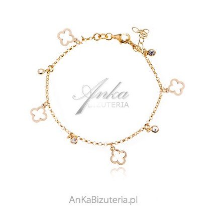 ankabizuteria.pl Srebrna pbransoletka pozłacana KONICZYNKI z cyrkonia