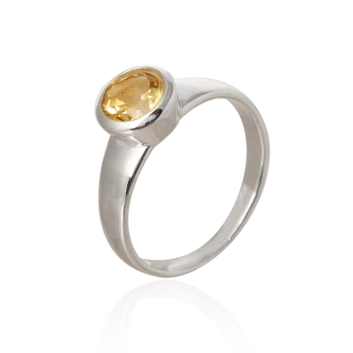 ankabizuteria.pl Srebrny pierścionek z naturalnym cytrynem okrągły