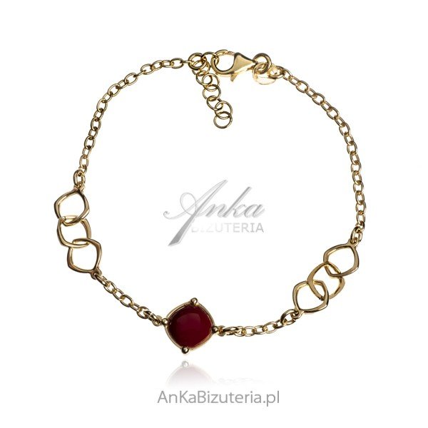 ankabizuteria.pl Srebrna bransoletka pozłacana z karneolem