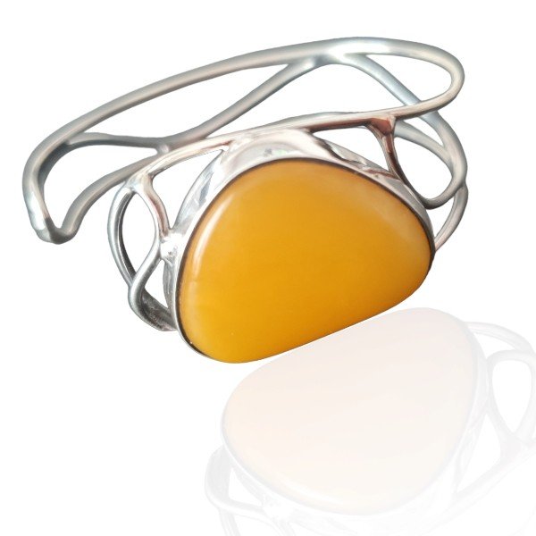 ankabizuteria.pl Bransoletka srebrna bangle z żółtym bursztynem