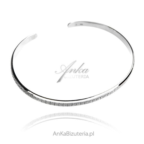 ankabizuteria.pl Srebrna bransoleta typu bangle z grawerowanym wzore