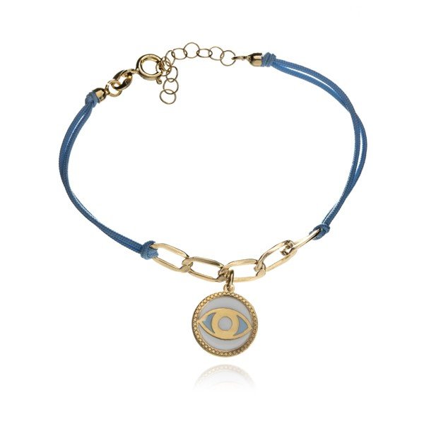 ankabizuteria.pl Bransoletka srebrna pozłacana na niebieskim sznurec