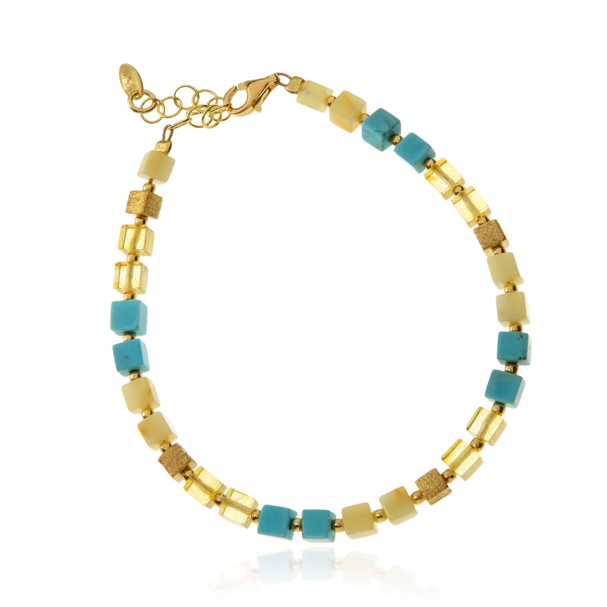 ankabizuteria.pl Bransoletka srebrna pozłacana z żółto - białym bur