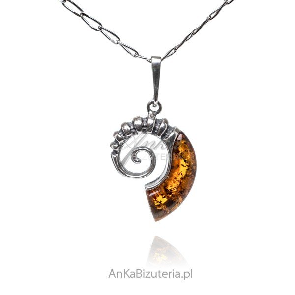 ankabizuteria.pl Srebrna zawieszka z bursztynem AMONITY